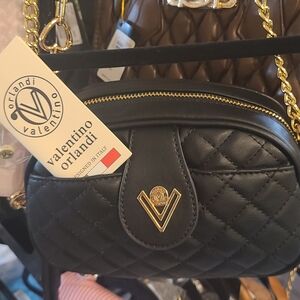 Valentino Orlandi Quilted Black Crossbody Bag